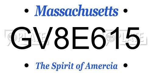 GV8E615 Massachusetts License Plate
