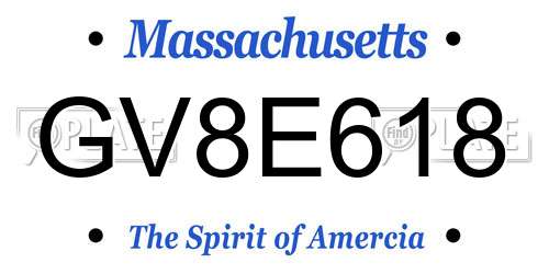 GV8E618 Massachusetts License Plate
