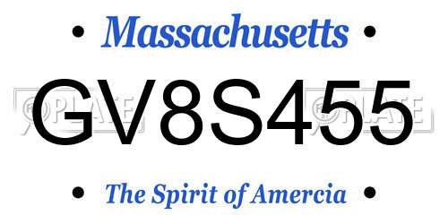 GV8S455 Massachusetts License Plate