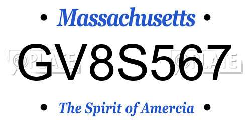 GV8S567 Massachusetts License Plate