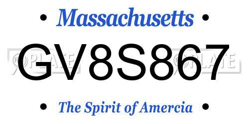 GV8S867 Massachusetts License Plate
