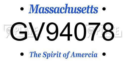 GV94078 Massachusetts License Plate