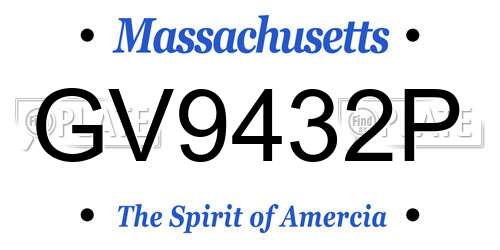 GV9432P Massachusetts License Plate