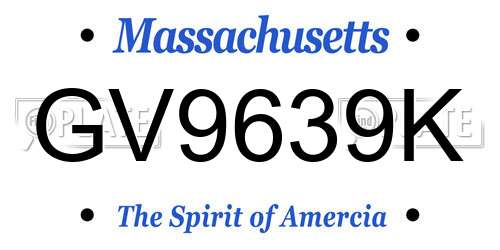 GV9639K Massachusetts License Plate