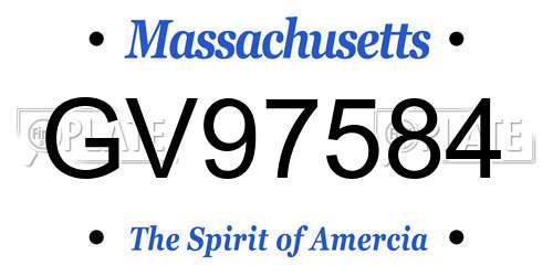 GV97584 Massachusetts License Plate