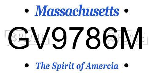 GV9786M Massachusetts License Plate