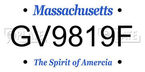 GV9819F Massachusetts License Plate