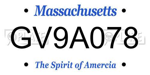 GV9A078 Massachusetts License Plate