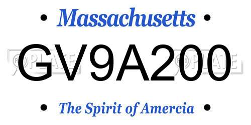 GV9A200 Massachusetts License Plate
