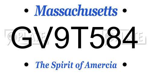 GV9T584 Massachusetts License Plate
