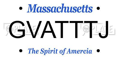GVATTTJ Massachusetts License Plate