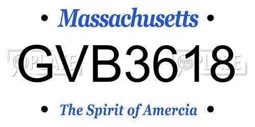 GVB3618 Massachusetts License Plate
