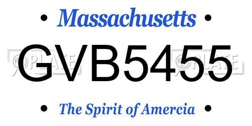 GVB5455 Massachusetts License Plate