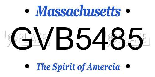 GVB5485 Massachusetts License Plate