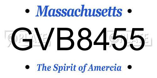 GVB8455 Massachusetts License Plate