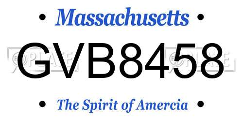 GVB8458 Massachusetts License Plate