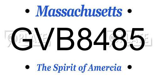 GVB8485 Massachusetts License Plate