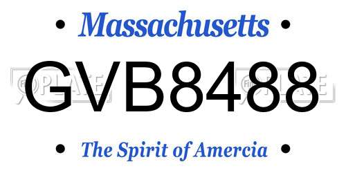 GVB8488 Massachusetts License Plate