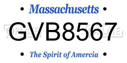 GVB8567 Massachusetts License Plate