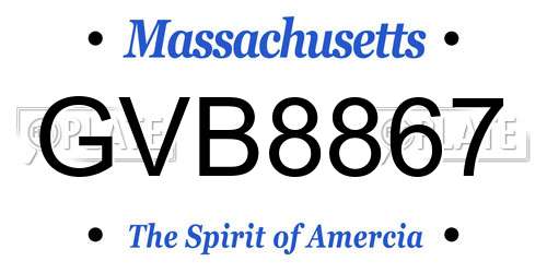 GVB8867 Massachusetts License Plate