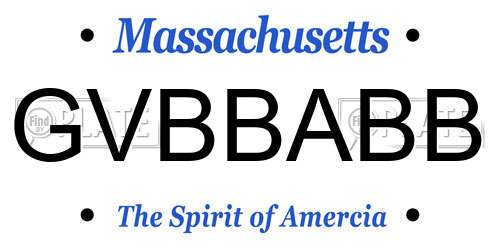 GVBBABB Massachusetts License Plate