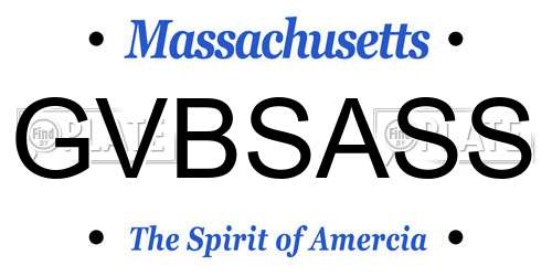 GVBSASS Massachusetts License Plate
