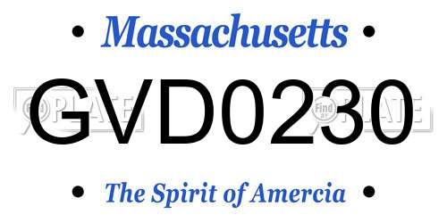 GVD0230 Massachusetts License Plate