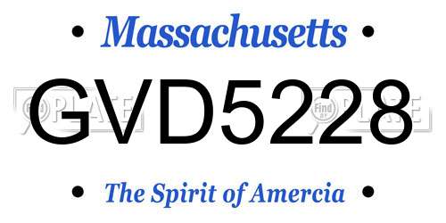 GVD5228 Massachusetts License Plate