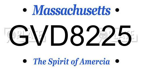 GVD8225 Massachusetts License Plate