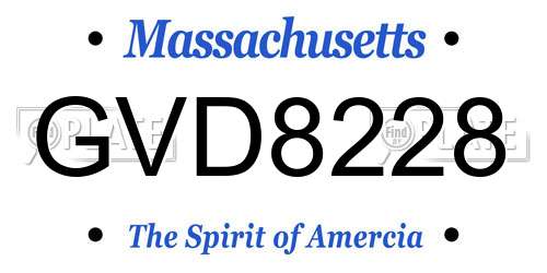 GVD8228 Massachusetts License Plate