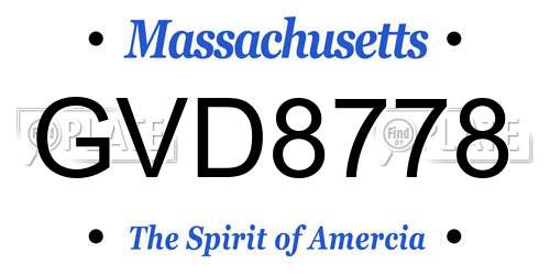 GVD8778 Massachusetts License Plate