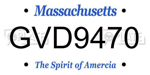 GVD9470 Massachusetts License Plate