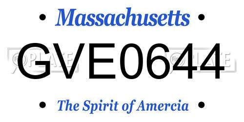 GVE0644 Massachusetts License Plate
