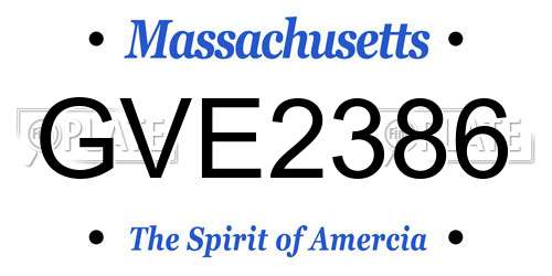 GVE2386 Massachusetts License Plate