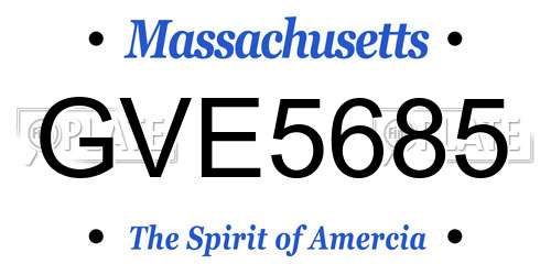 GVE5685 Massachusetts License Plate