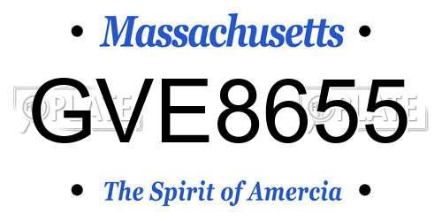 GVE8655 Massachusetts License Plate