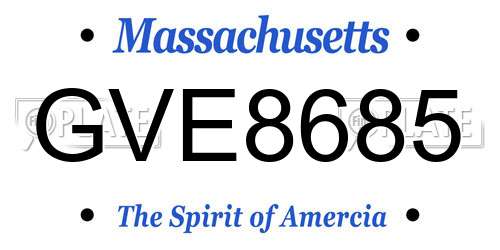 GVE8685 Massachusetts License Plate