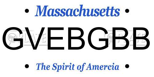 GVEBGBB Massachusetts License Plate
