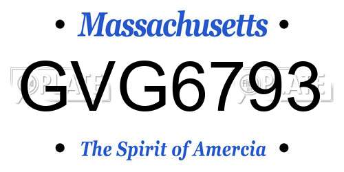 GVG6793 Massachusetts License Plate