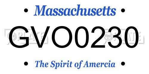GVO0230 Massachusetts License Plate