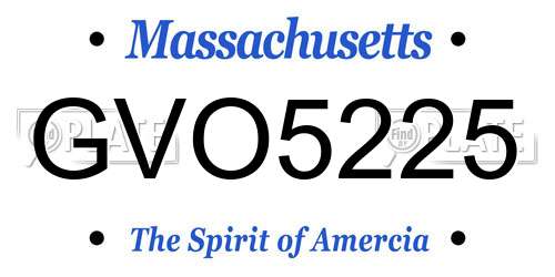 GVO5225 Massachusetts License Plate