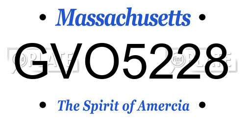 GVO5228 Massachusetts License Plate