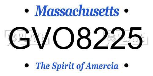 GVO8225 Massachusetts License Plate
