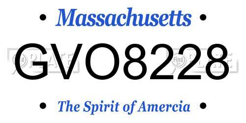 GVO8228 Massachusetts License Plate