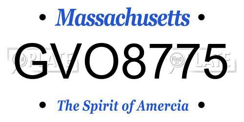 GVO8775 Massachusetts License Plate