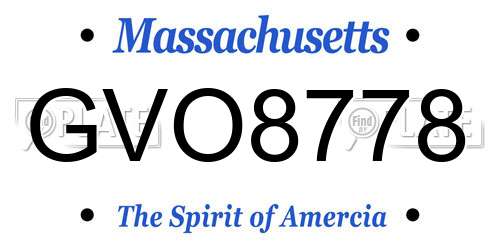 GVO8778 Massachusetts License Plate