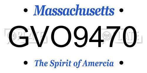 GVO9470 Massachusetts License Plate