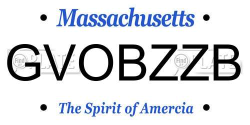 GVOBZZB Massachusetts License Plate