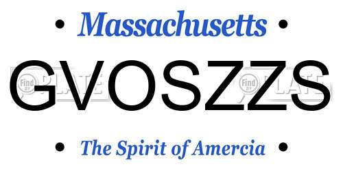GVOSZZS Massachusetts License Plate