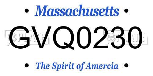 GVQ0230 Massachusetts License Plate